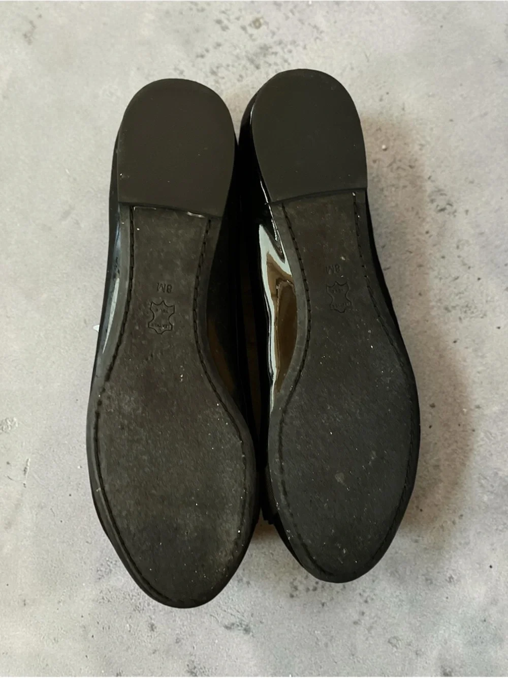 Tory Burch Black Patent Leather Ballet Flats with Gold Logo